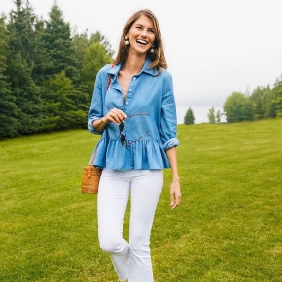 Tuckernuck Pomander Place Chambray Babydoll Top Sz.S - Picture 1 of 12